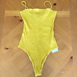 Reformation Crystal Bodysuit in Sunflower